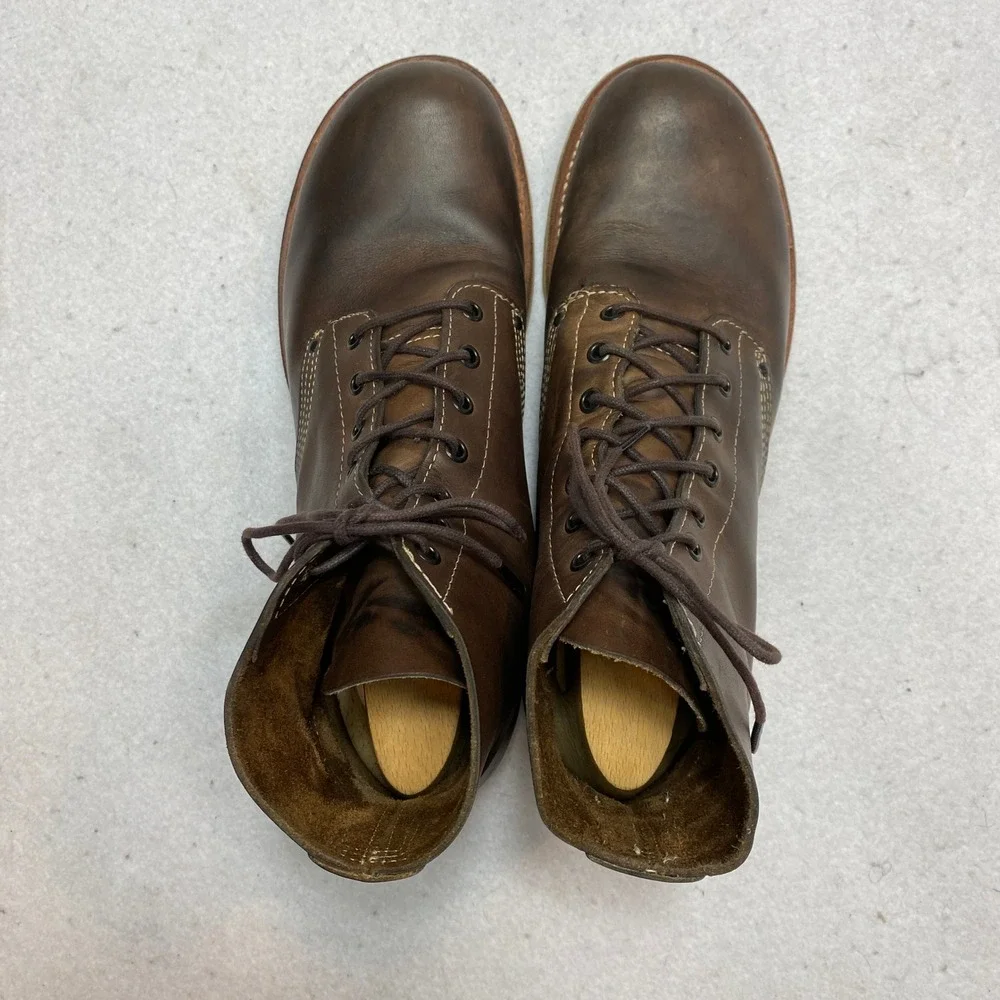 RRL Ralph Lauren Murry Boots Mens 10 Brown Leather Lace Up Bench Made USA